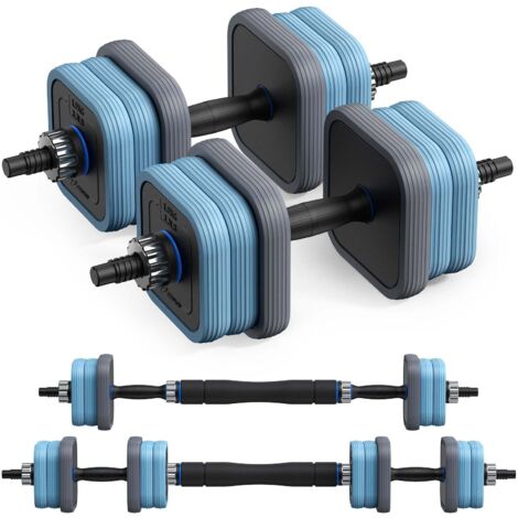 MERACH 3-in-1 verstellbares Hantel-Set – Kurzhantel & Langhantel, quadratische Scheiben (20 kg)