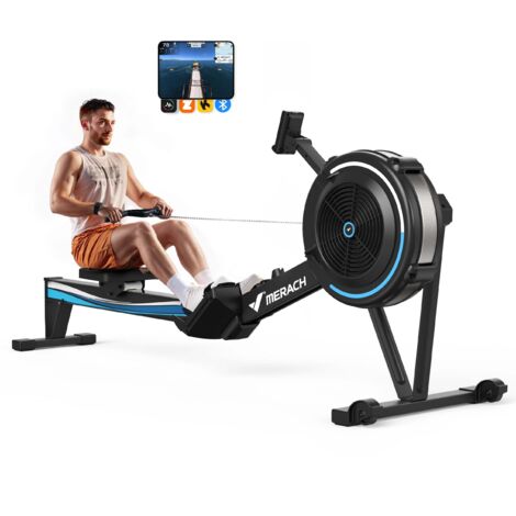 MERACH Klappbares Luftwiderstands-Rudergerät – Bluetooth & LCD, ergonomischer Sitz, bis 158 kg