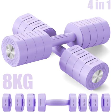MERACH Verstellbare 4-in-1 Kurzhanteln 2er Set (1–4 kg) – Fitness Dumbbells für Zuhause, lila