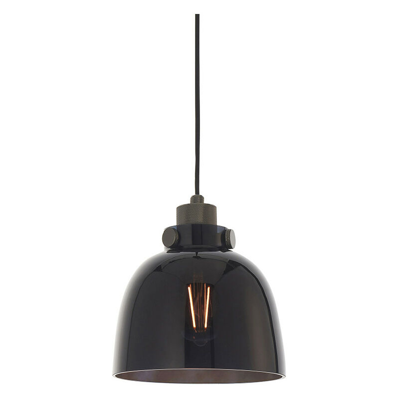 Image of Merano - Alessandria Lampada da soffitto a sospensione in vetro colorato nero e piastra cromata nera