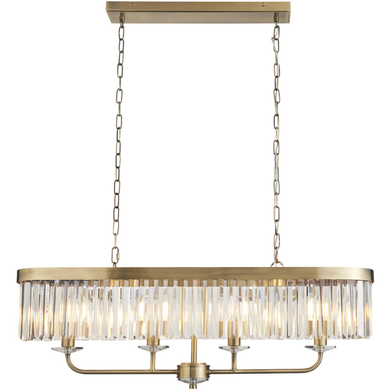 Merano Ascoli Plafonnier suspendu de bar en laiton antique et verre transparent 4 LED 6 W E14