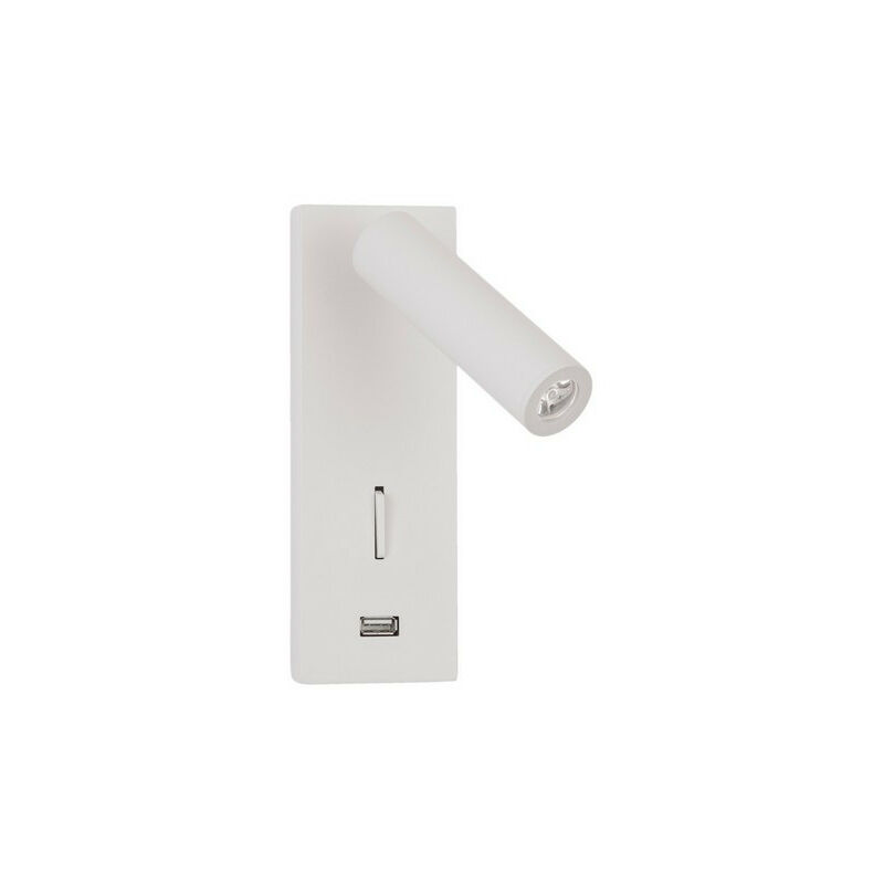 Image of Brantford Lampada da Lettura Bianco Alluminio Orientabile Accesa - Caricatore usb led 3W 210Lm 3000K - Merano