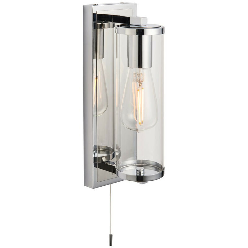 Image of Como Lampada da parete per bagno in lamiera cromata e vetro trasparente IP44 - Merano