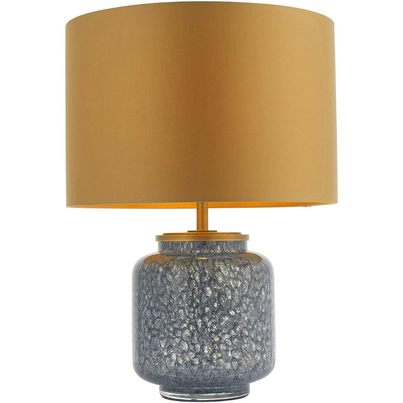 Courmayeur Table Lamp Cobalt Glass & Gold Satin Fabric - Merano