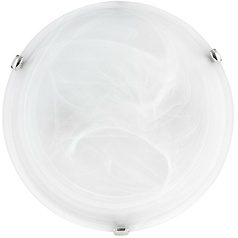 Image of Merano - Detroit Plafoniera da 30 cm in vetro alabastro metallo cromato led E27