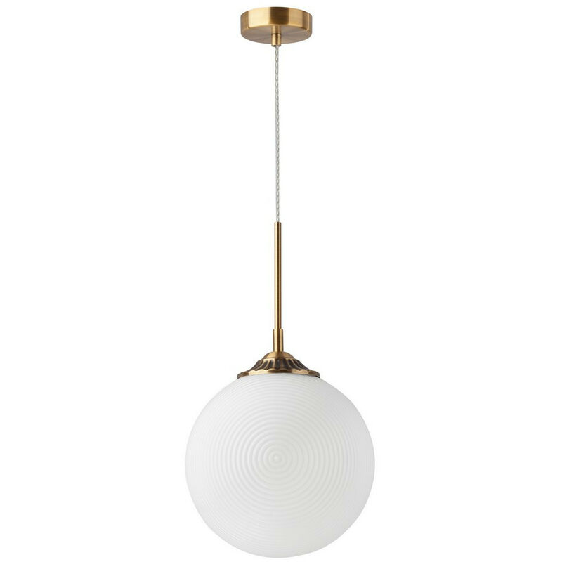 Image of Falls Plafoniera a sospensione a globo da 25 cm, vetro opale, ottone, metallo, led, E27 - Merano