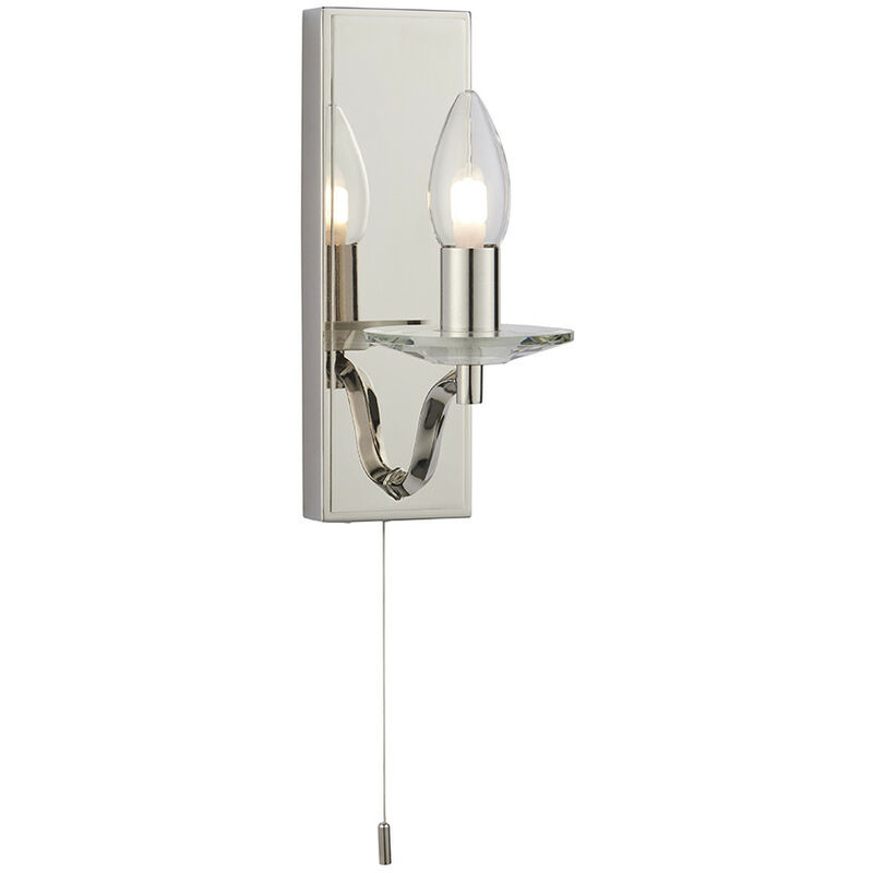 Image of Fano Lampada da parete per bagno in nichel lucido e cristallo trasparente IP44 - Merano