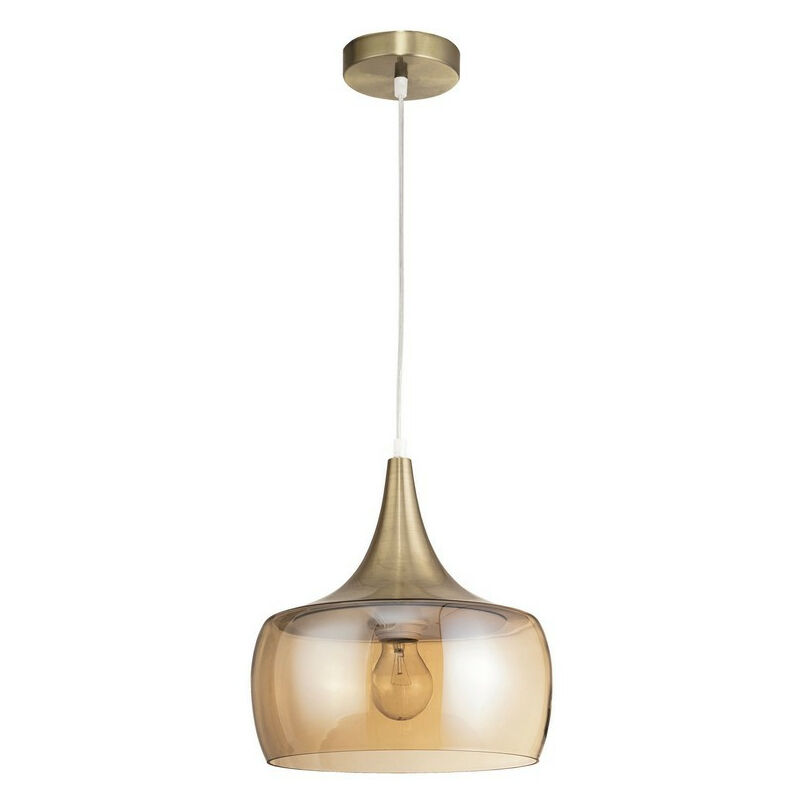 Image of Goodyear Plafoniera a sospensione a cupola in vetro ambrato, metallo cromato led trasparente E27 - Merano