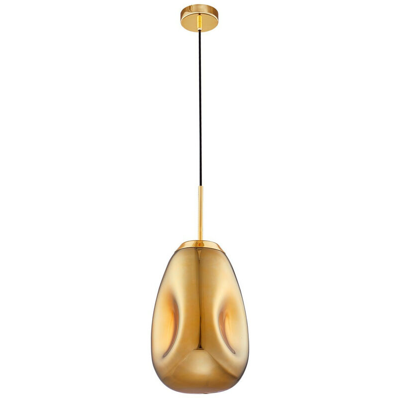 Image of Granby Plafoniera a sospensione da 22,5 cm in metallo dorato fatto a mano in vetro dorato led E27 - Merano