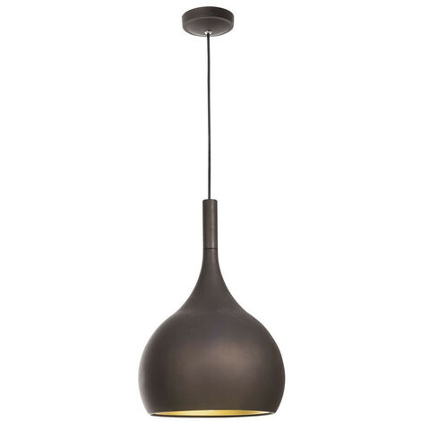 Merano Hartford 24cm Dome Pendelleuchte Aluminium Dunkelbraun Außen Gold Innen LED E27
