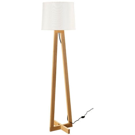Merano Kent Sobremesa Pantalla Redonda Cónica Madera Natural Arena Blanco Pantalla Tela Negra Alambre LED E27