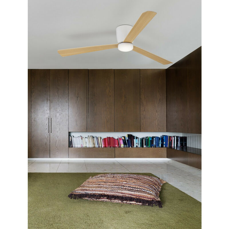 Image of Lauderdale Ventilatore da soffitto in legno di alluminio e pale in legno 3ABS bianco opaco - Merano