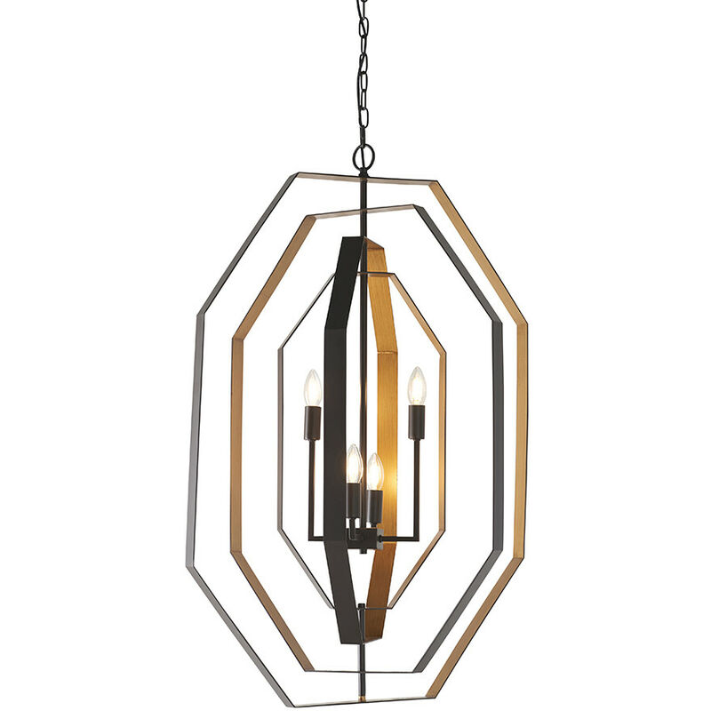 Macerata 4 Light Ceiling Pendant Aged Bronze Effect & Antique Gold Paint - Merano