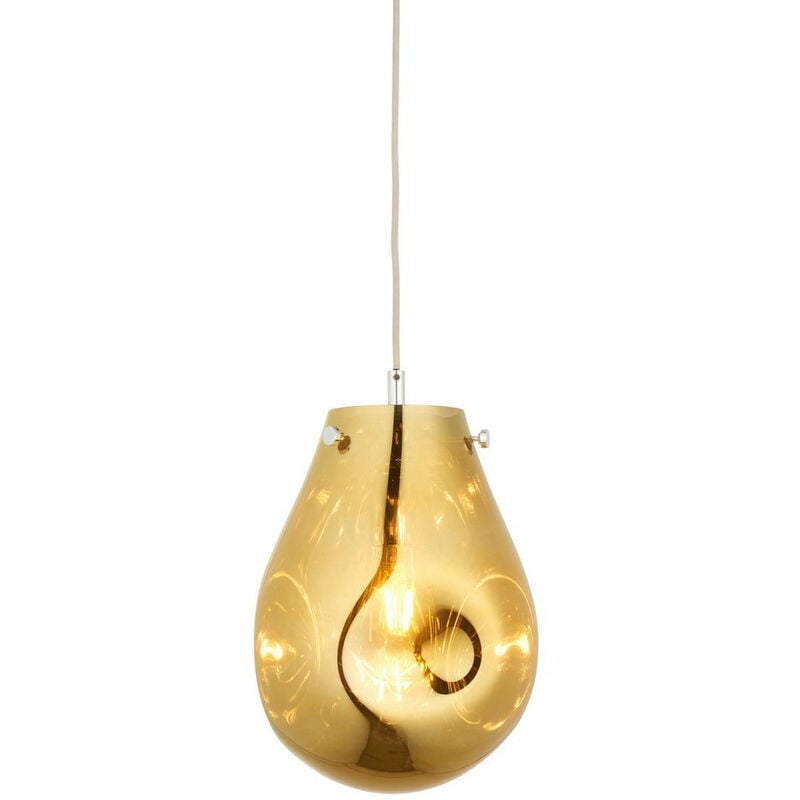 Image of Merano - Perugia Lampada da soffitto a sospensione singola, vetro metallizzato oro, piastra cromata