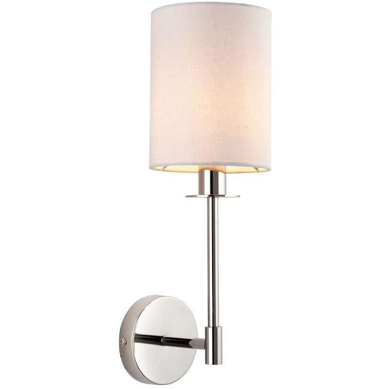 Pistoia Applique murale Shade, plaque nickel brillant, tissu blanc vintage - Merano