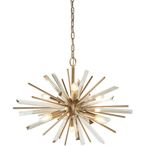 Merano Salerno Plafonnier à 6 lampes en laiton antique avec verre à champagne