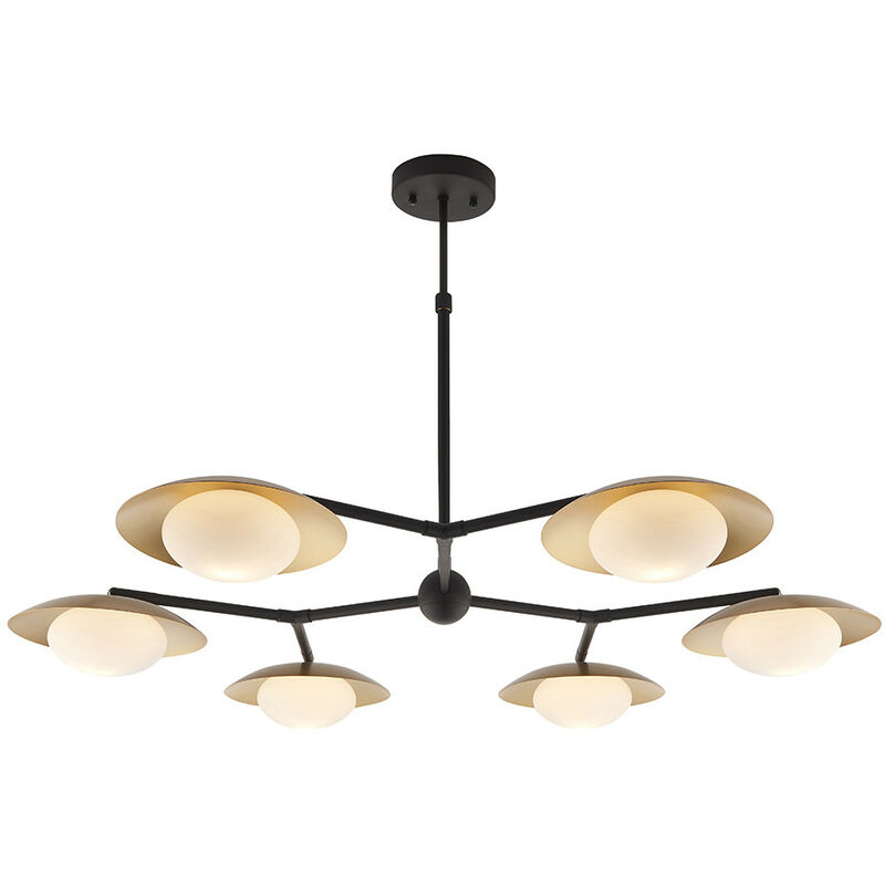 Image of Merano Tivoli Soffitto a 6 luci con finitura oro e bronzo scuro semi-incasso con vetro opalino