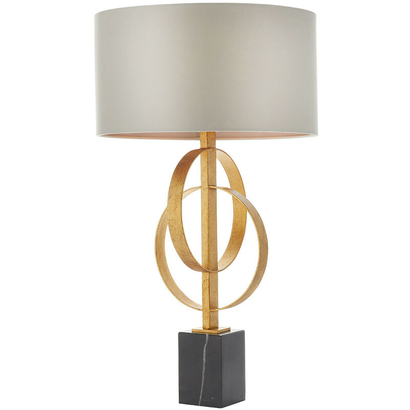 Trento Table Lamp Antique Gold Leaf & Mink Satin Fabric - Merano