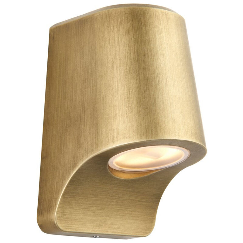 Image of Merano Verona Lampada da parete moderna per esterni in oro spazzolato, vetro satinato