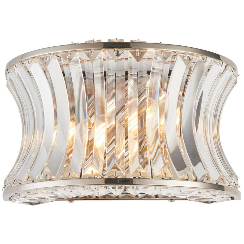 Merano - Vittoria Applique Plaque Nickel Brillant, Cristal Et Verre Clair