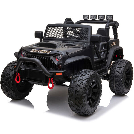 Merax Coche Eléctrico Coche para Niños Jeep Suv 24V Vehículo para niños con Iluminación LED, 2 x 200W Motores, Música y Bluetooth incl. Mando a distancia con 2 plazas,Rojo