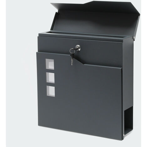 Metall Briefkasten OSLO Edelstahl Design mit Zeitungsrolle Wandbriefkasten