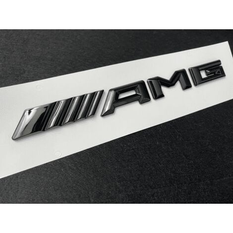 Mercedes-Benz AMG Kühlergrill-Emblem in Silberchrom mit schwarzem Hintergrund (195 mm x 15 mm)
