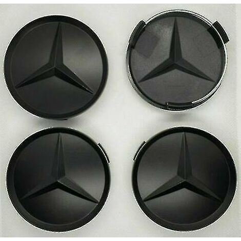 Mercedes Matt Black Center Hub Alloy Wheel Caps 75mm Set Of 4 Pcs