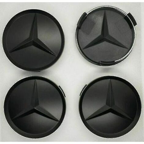 Mercedes Matt Black Center Hub Alloy Wheel Caps 75mm Set Of 4 Pcs