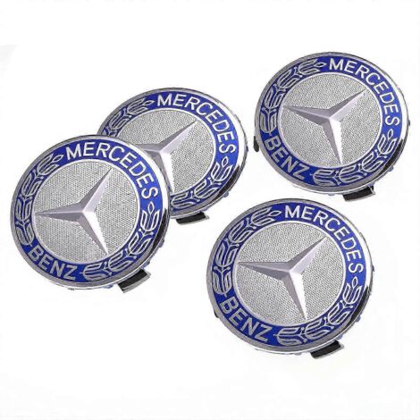 Mercedes Radnabenkappen-Etiketten, Radnabenkappen, Radnabenkappen für Mercedes-Benz, blau.