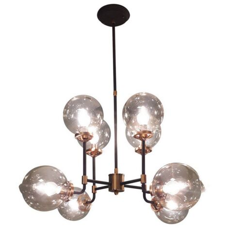 Mercer Bubble Chandelier - E14 25W - Iron/Glass - L75 x W75 x H100 cm - Black/Brass/Clear