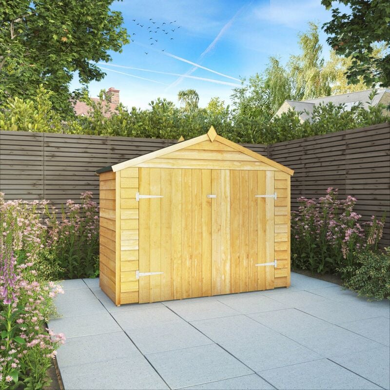 3 x 7 Overlap Apex Wooden Garden Bike Storage Shed - Waltons