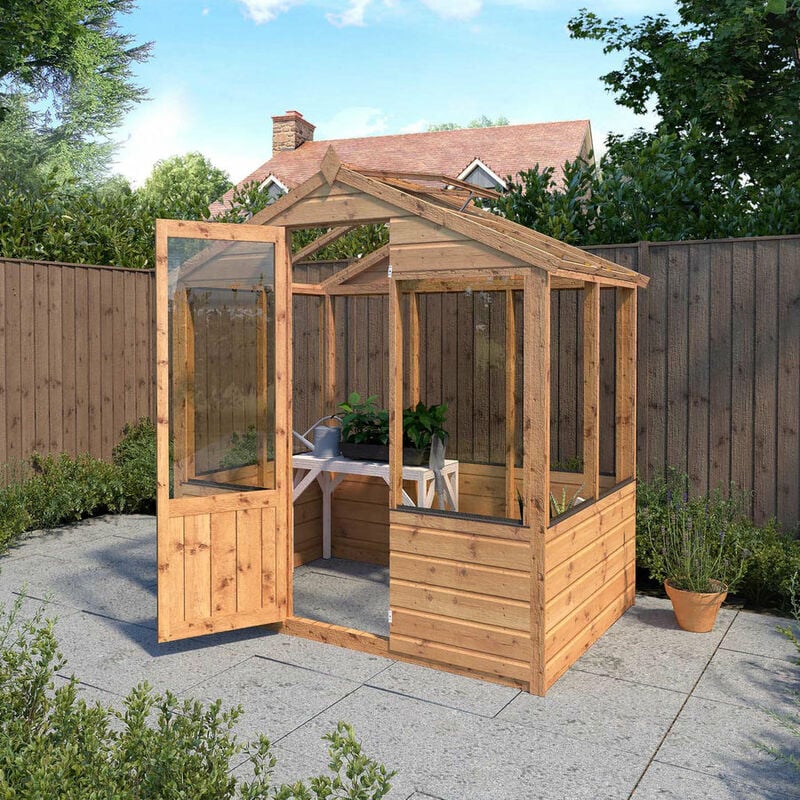 Waltons - 6ft Garden Wooden Greenhouse Traditional Shiplap Apex - 4 x 6 Greenhouse