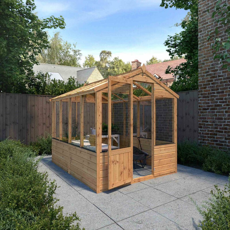 Waltons - 6ft Garden Wooden Greenhouse Traditional Shiplap Apex - 8 x 6 Greenhouse