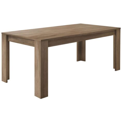 MERCURE - Table Repas 180cm Plateau et Pieds Aspect Chêne Mercure