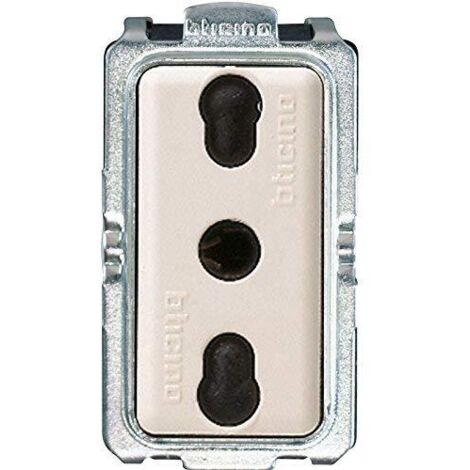Mère bivalente de Sicurezza Avorio 2P+T Standard Italiano Bticino Magic 5180