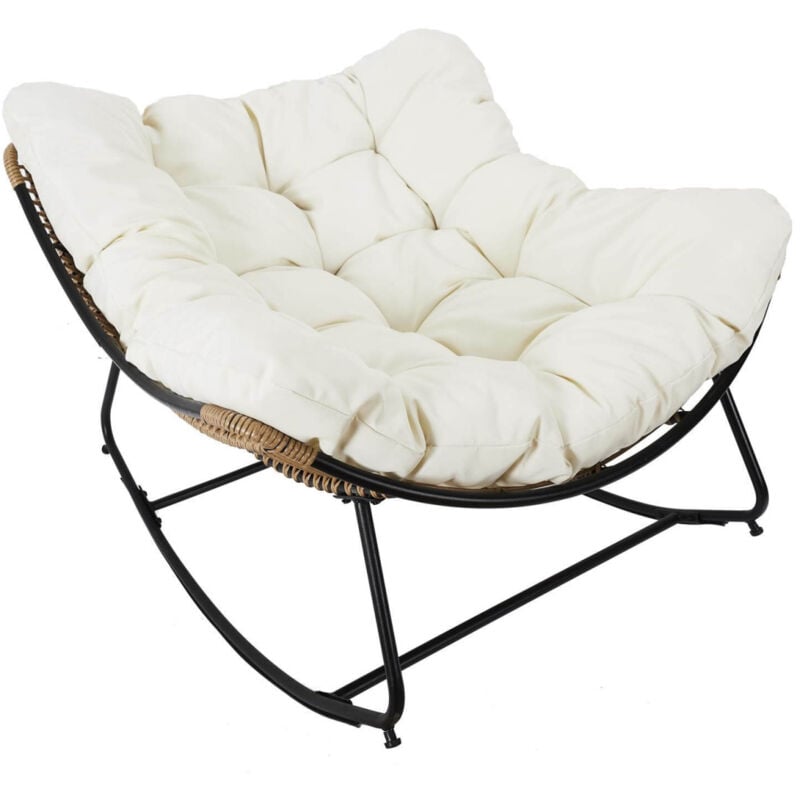 Merida - Fauteuil à Bascule Blanc avec Assise Capitonnée