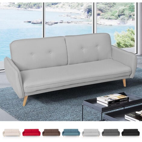 MODUS SOFÀ Merida Schlafsofa im Nordischen Design Schlafcouch Clic Clac 3-Sitzer aus Stoff Farbe: Blau