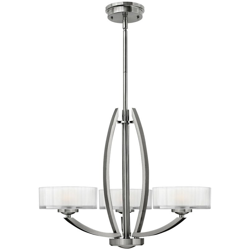 Meridian - Multi Arm Chandelier 3 Light Brushed Nickel Finish, G9 - Elstead