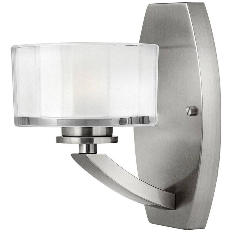 Meridian - 1 Licht Wandleuchte Gebürstet Nickel Glasschirm, G9 - Elstead