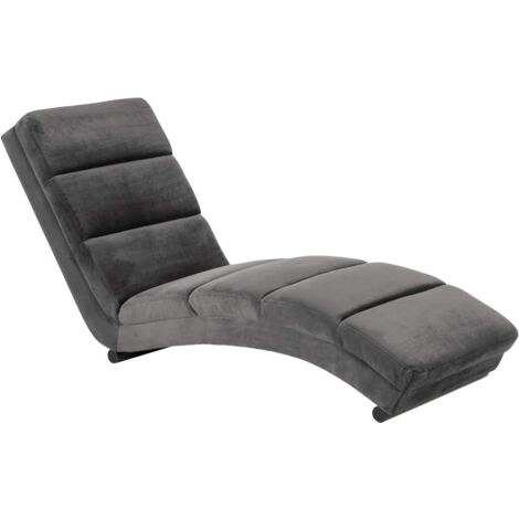 Méridienne 60x170x82 cm en tissu velours gris foncé