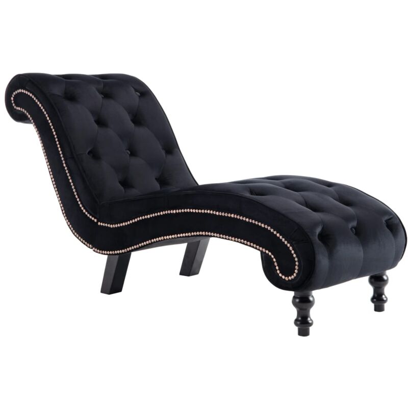 Décoshop26 - Méridienne chaise longue canapé capitonné pour intérieur en velours noir DEC026216