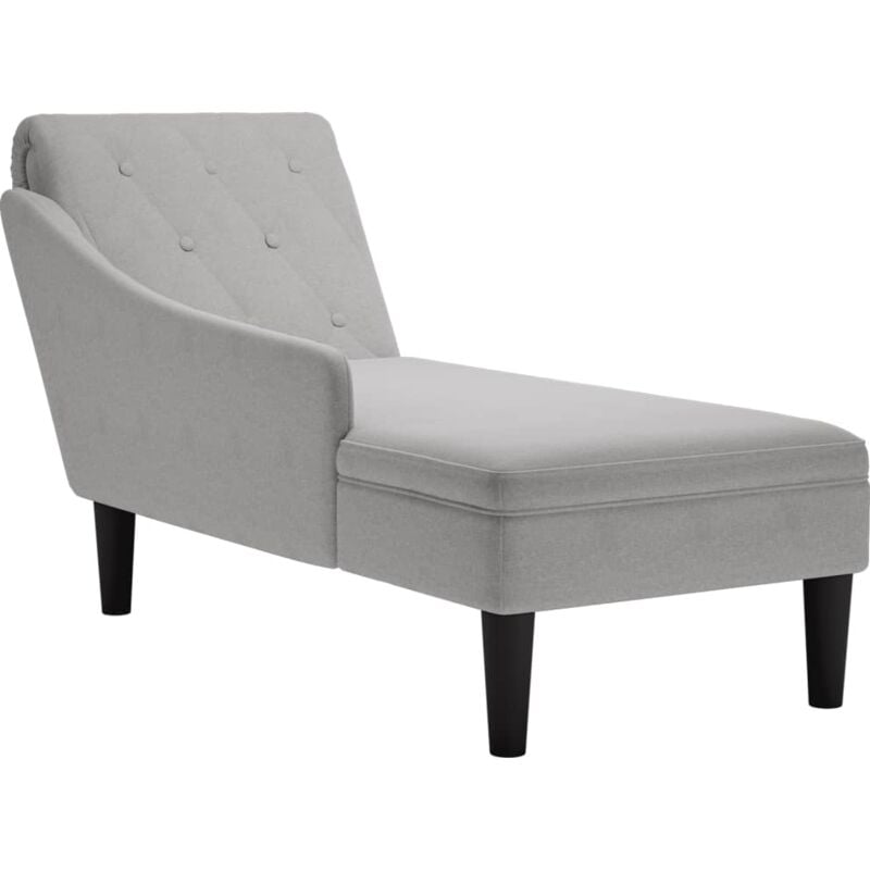 Méridienne chaise longue canapé pour intérieur avec coussin et accoudoir droit en tissu gris DEC026257