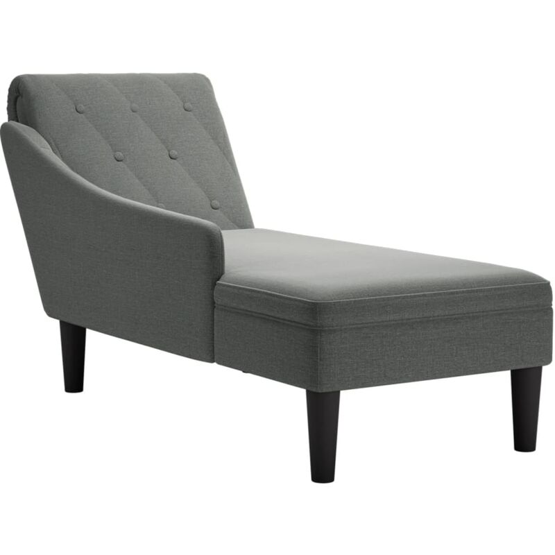 Méridienne chaise longue canapé pour intérieur avec coussin et accoudoir droit en tissu gris foncé DEC026256