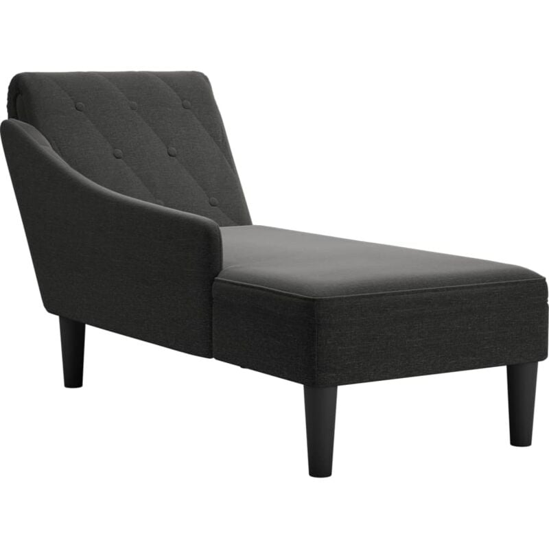 Méridienne chaise longue canapé pour intérieur avec coussin et accoudoir droit en tissu noir DEC026260