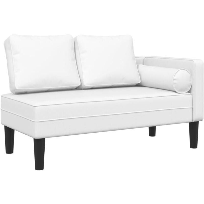 Méridienne chaise longue canapé pour intérieur avec coussins en pvc blanc DEC026059