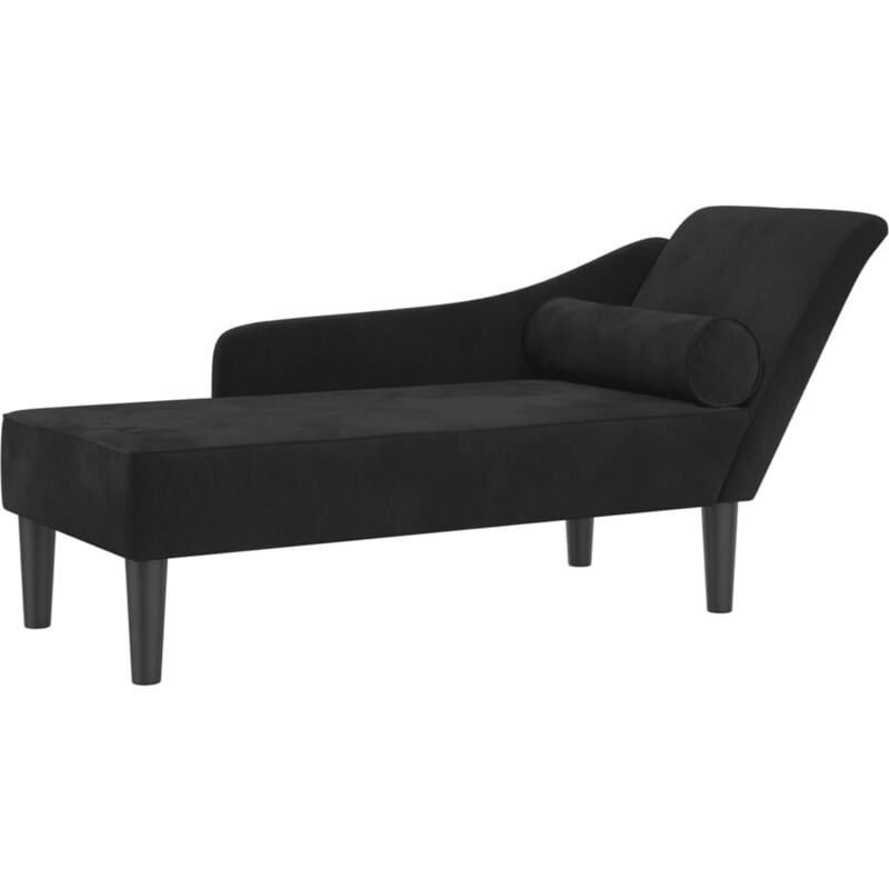 Méridienne chaise longue canapé pour intérieur avec coussins en velours noir DEC026091