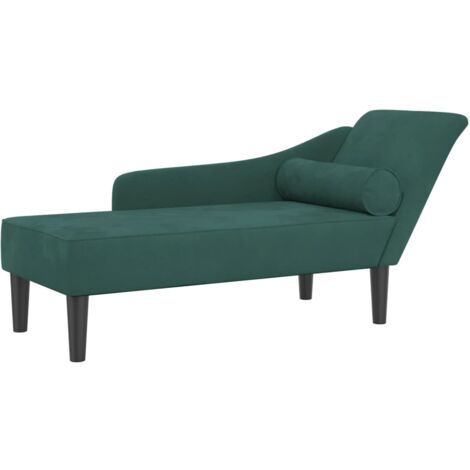 Méridienne chaise longue canapé pour intérieur avec coussins en velours vert DEC026106