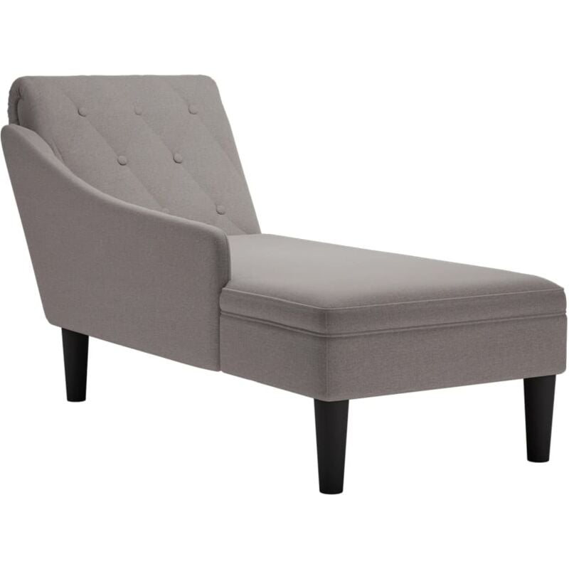 Méridienne chaise longue pour intérieur avec coussin et accoudoir droit en tissu taupe DEC026264