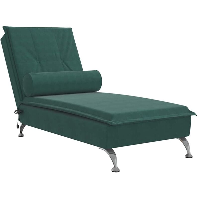 Méridienne chaise longue pour intérieur de massage avec traversin en velours vert foncé DEC026163